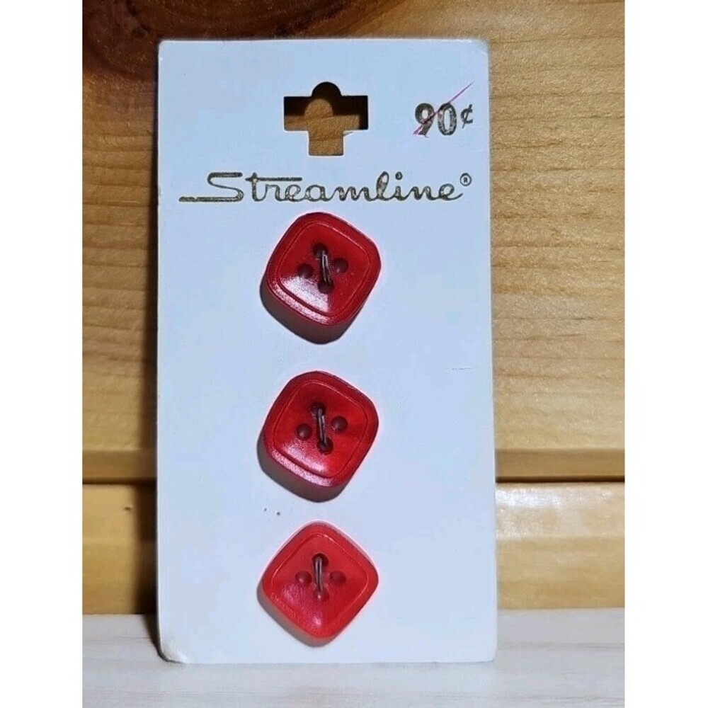 Streamline Vintage Buttons on Card 3 Ct Dress Sweater Red